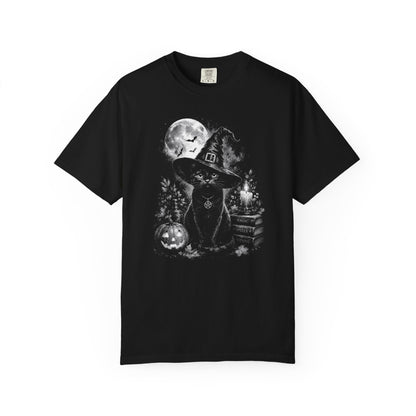 Witch Cat  Moonlit Spooky Pumpkin Tee