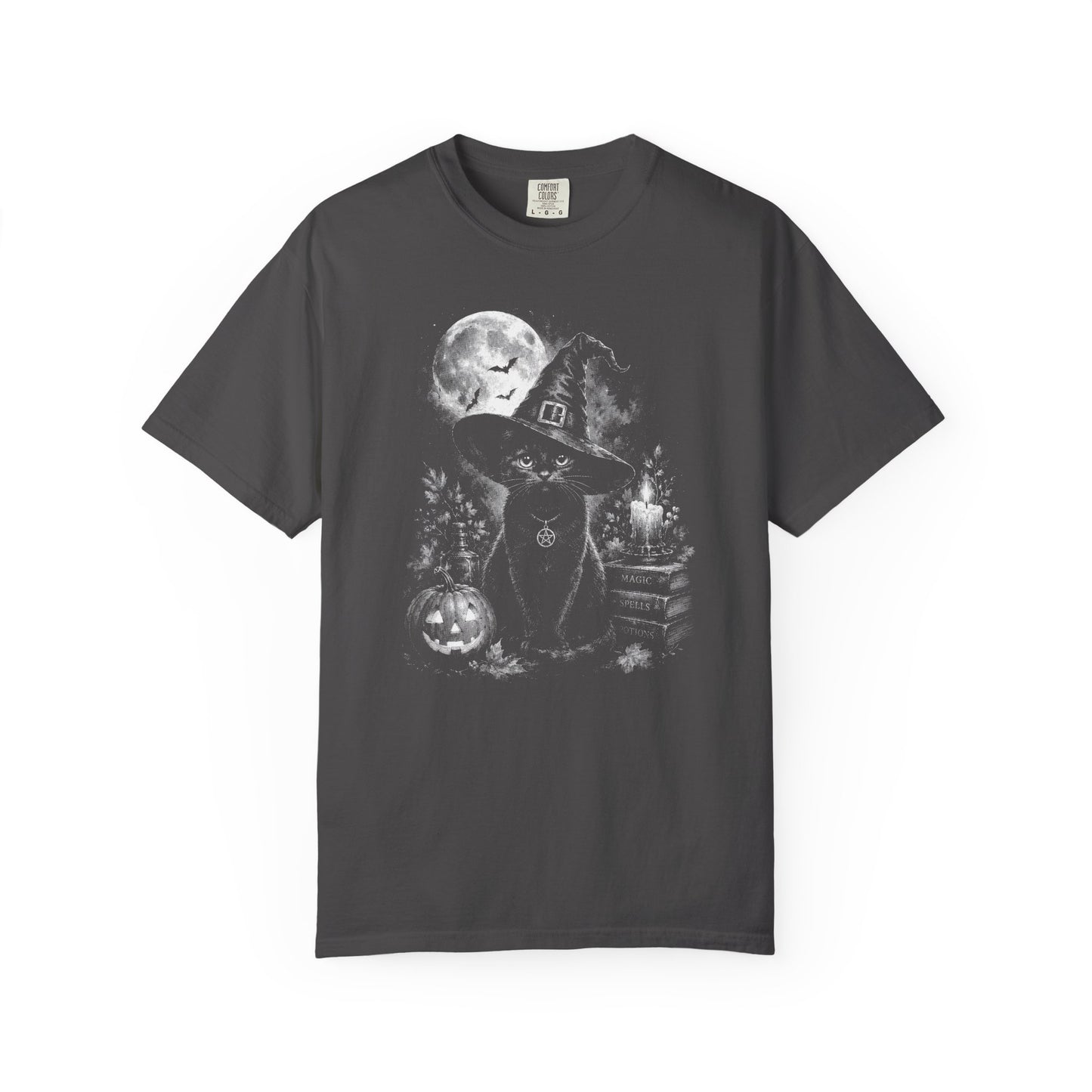 Witch Cat  Moonlit Spooky Pumpkin Tee