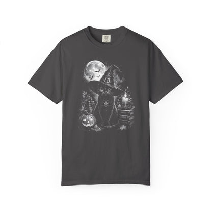 Witch Cat  Moonlit Spooky Pumpkin Tee